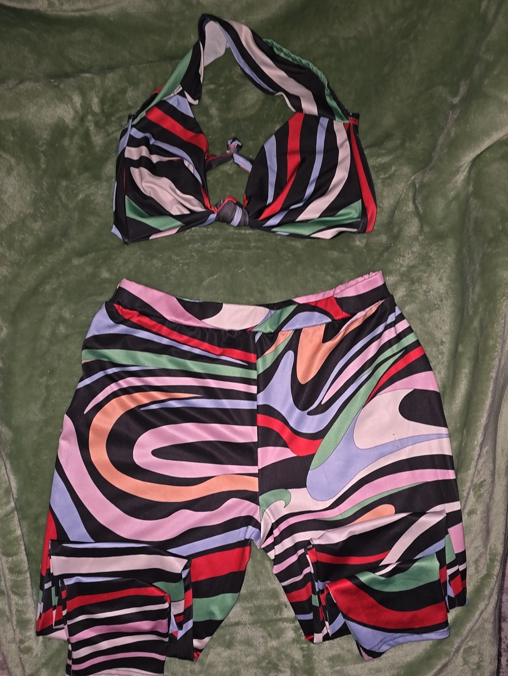 Striped Multicolor Halter Top & Leggings Set - Women